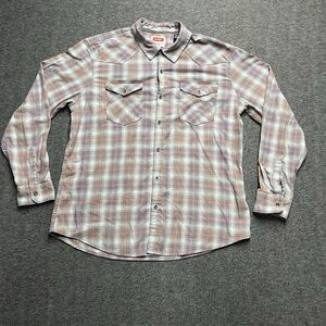 Wrangler Long Sleeve Button Down Shirt Men's XL Pink Blue Yellow Plaid